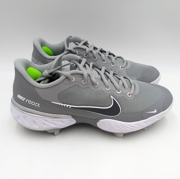 Nike React Alpha Huarache Elite 3 Grey Metal Cleats CK0746-002 Men’s Size 7.5 - Picture 4 of 13